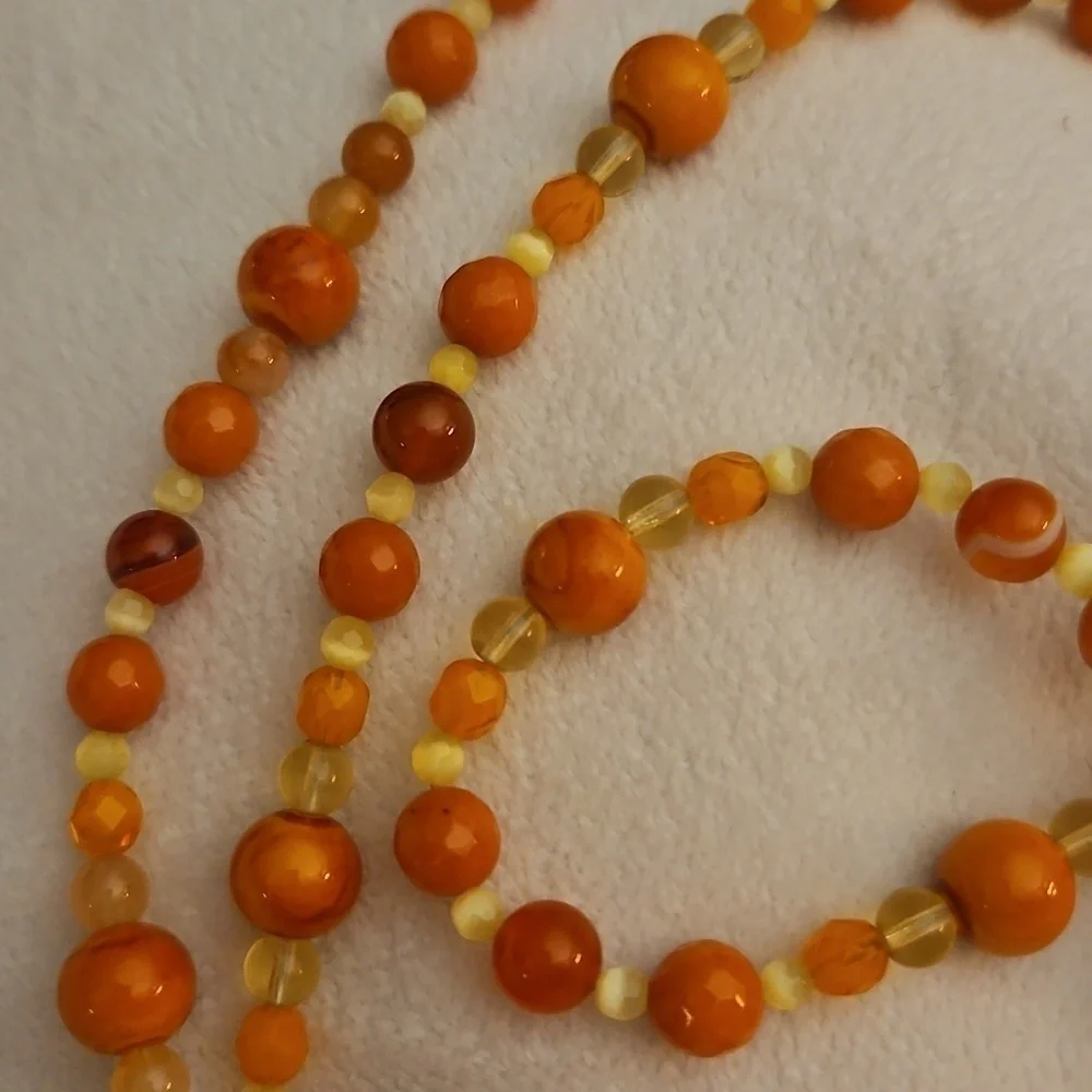 Handmade Agate Carnelian Citrine Glass Beaded Lanyard